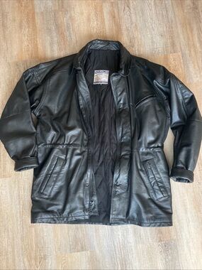 William Barry Nimbus Black Leather Bomber Jacket Large